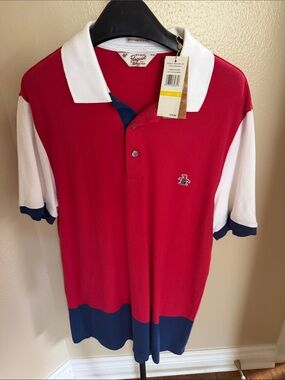 NWT Original Penguin Red, White & Navy Colorblock Polo